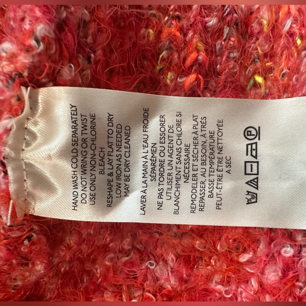 NWT Free People Stardust Pullover Sweater L Red Fuzzy Cropped Mock Neck Cozy Boh - Picture 11 of 11